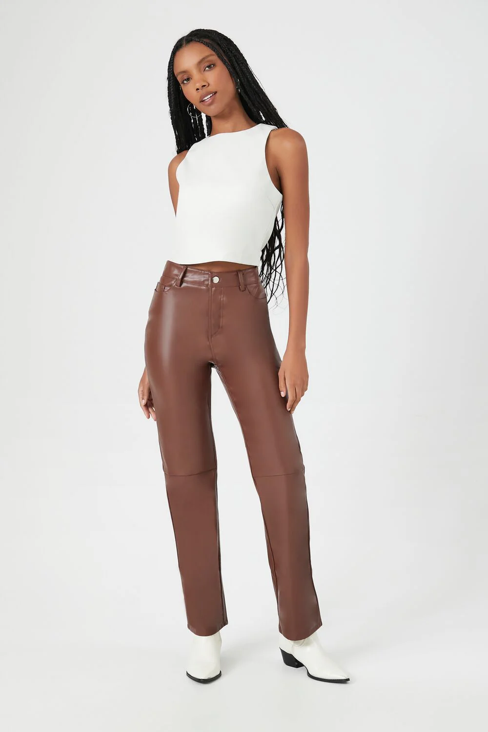 Faux Leather High-Rise Straight Pants - Image 6