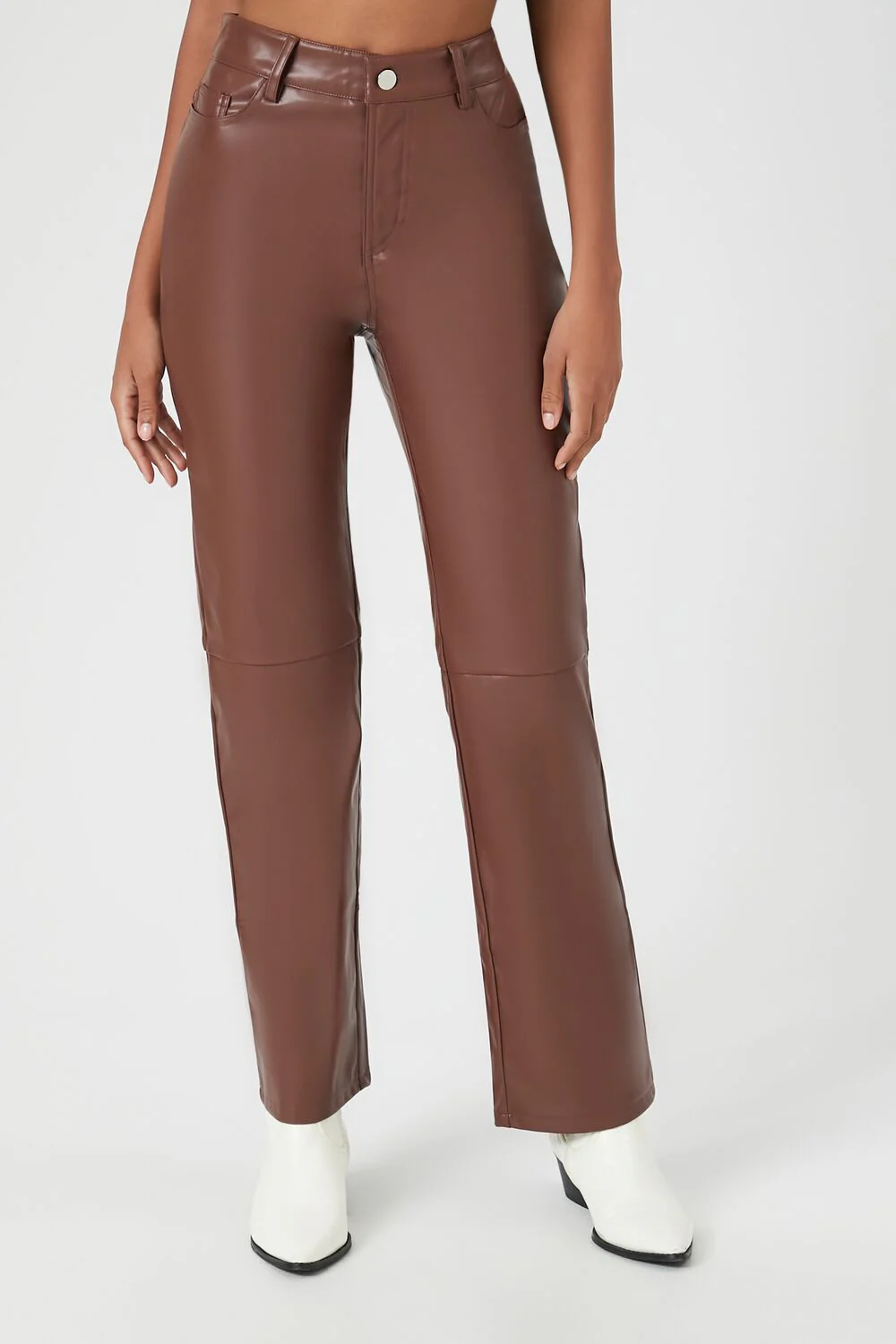 Faux Leather High-Rise Straight Pants - Image 7