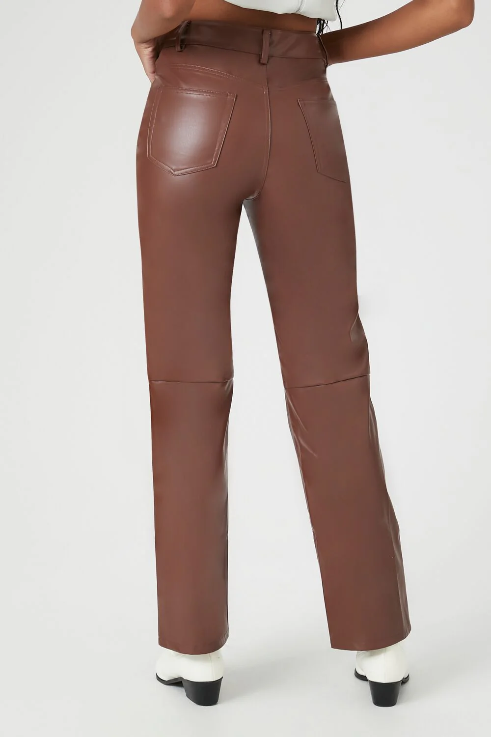 Faux Leather High-Rise Straight Pants - Image 9