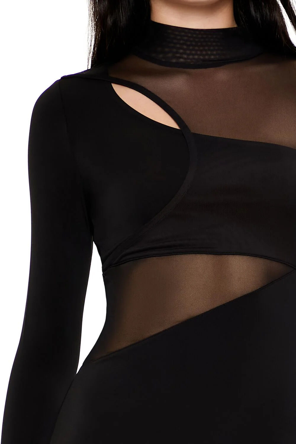 Mesh Combo Bodycon Dress - Image 5