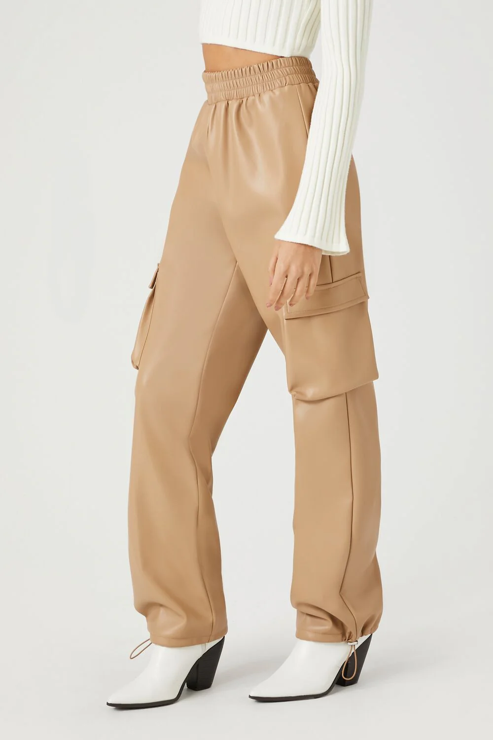 Faux Leather Cargo Pants - Image 10