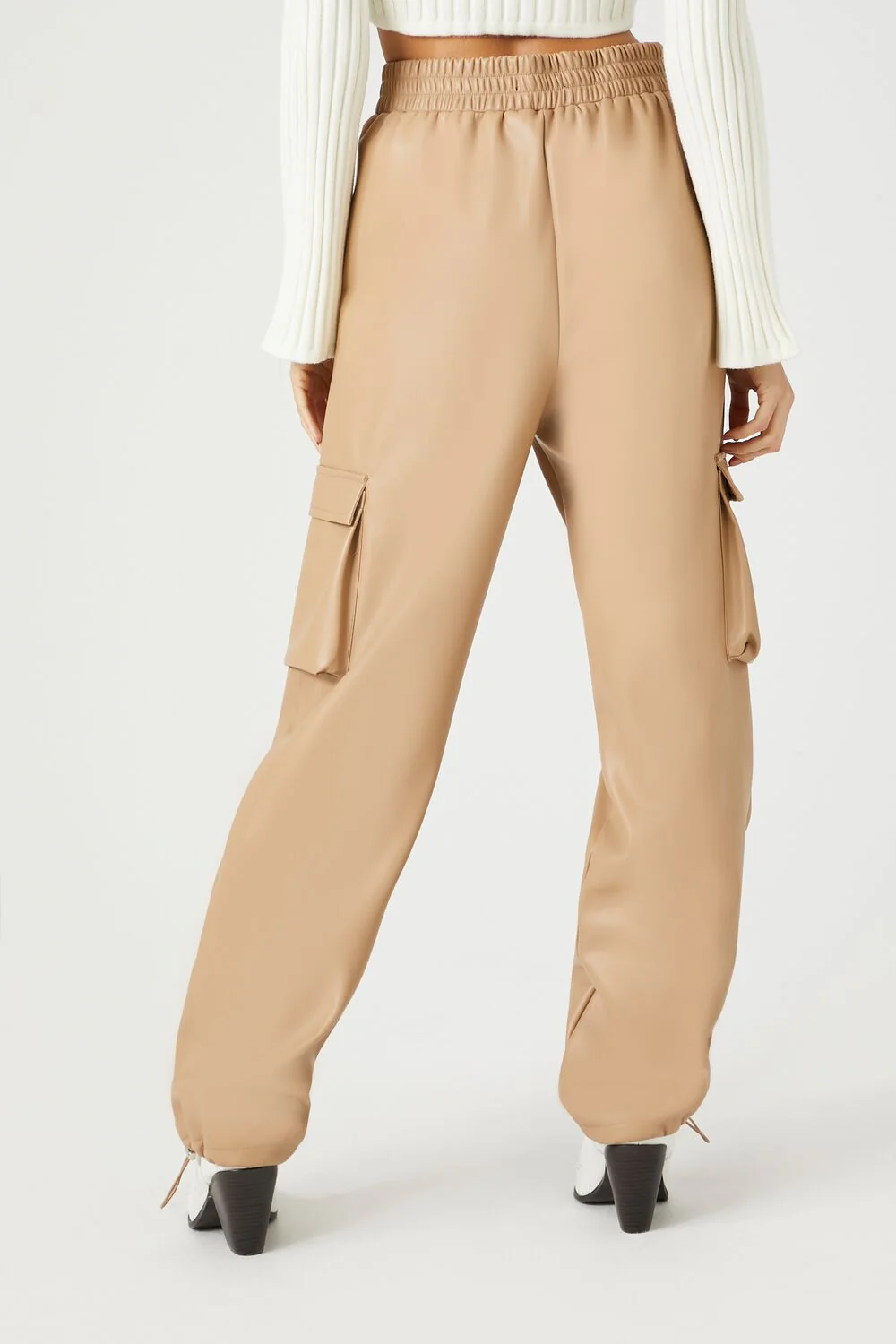 Faux Leather Cargo Pants - Image 11