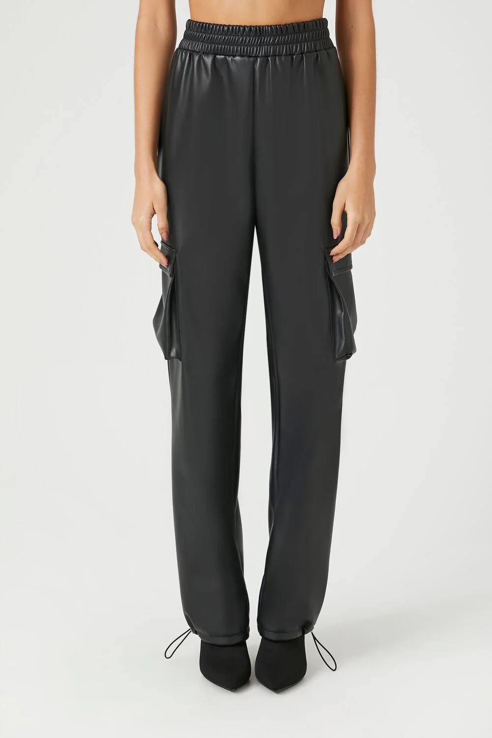 Faux Leather Cargo Pants - Image 2
