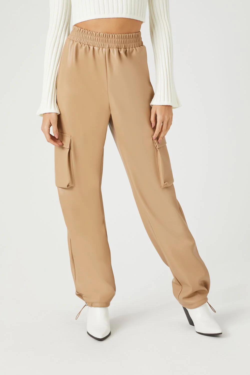 Faux Leather Cargo Pants - Image 9