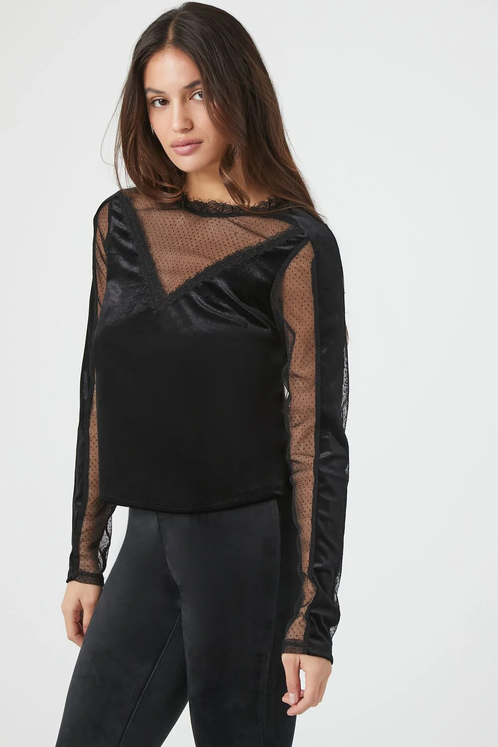 Sheer Lace Velvet Top - Image 2