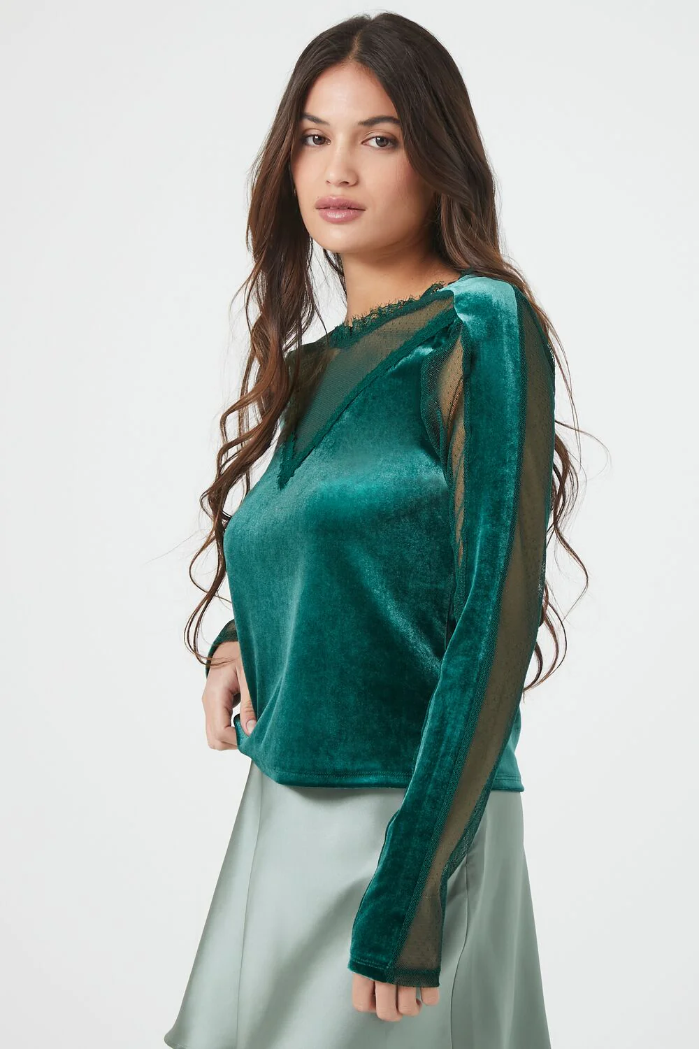 Sheer Lace Velvet Top - Image 7