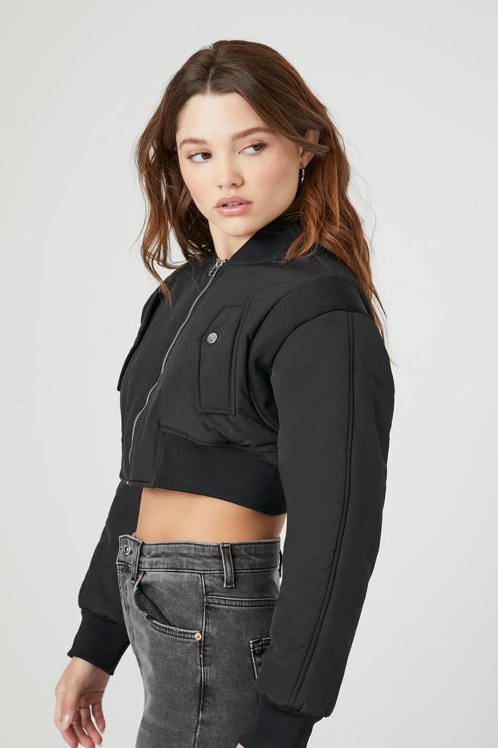 Cropped Bomber Jacket - Image 2