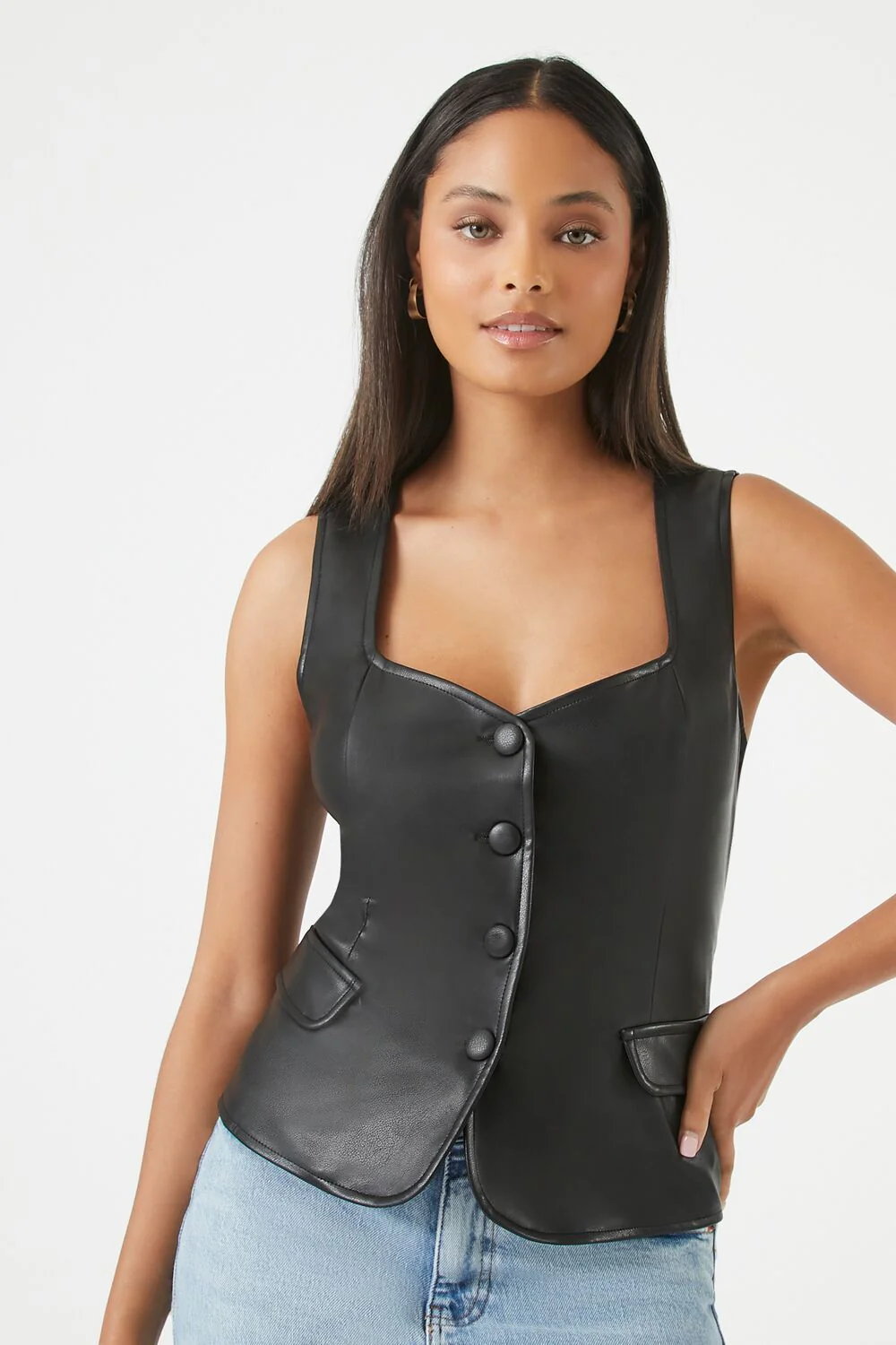 Sleeveless Faux Leather Top - Image 2