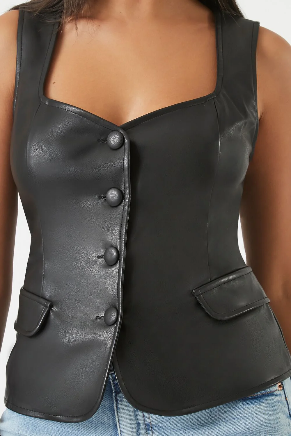 Sleeveless Faux Leather Top - Image 5