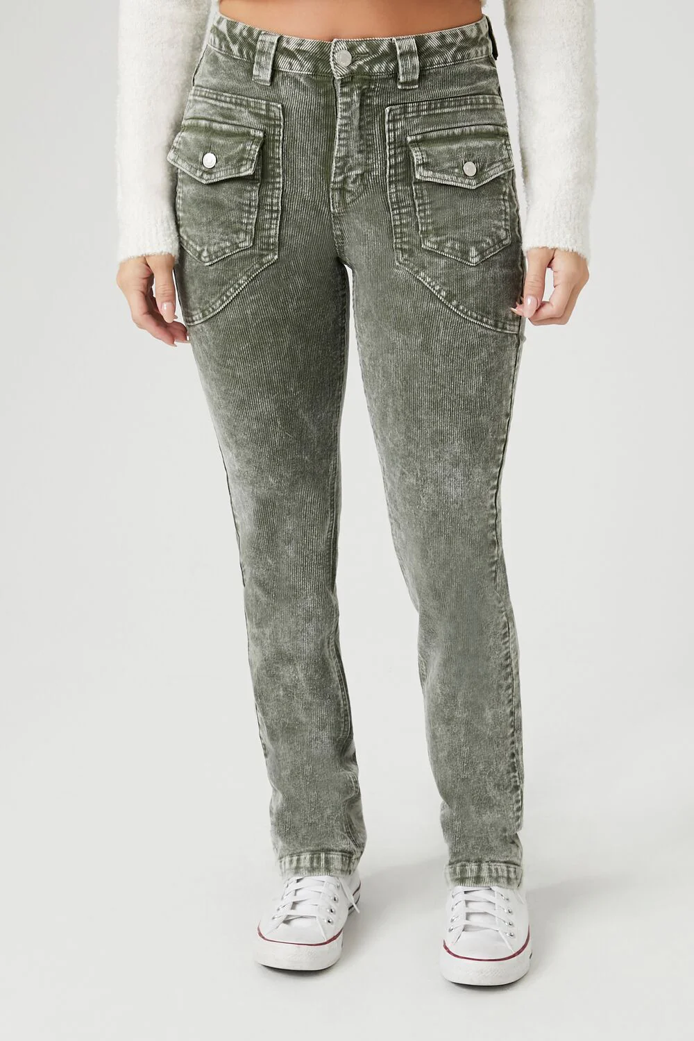 Acid Wash Corduroy Cargo Pants - Image 2