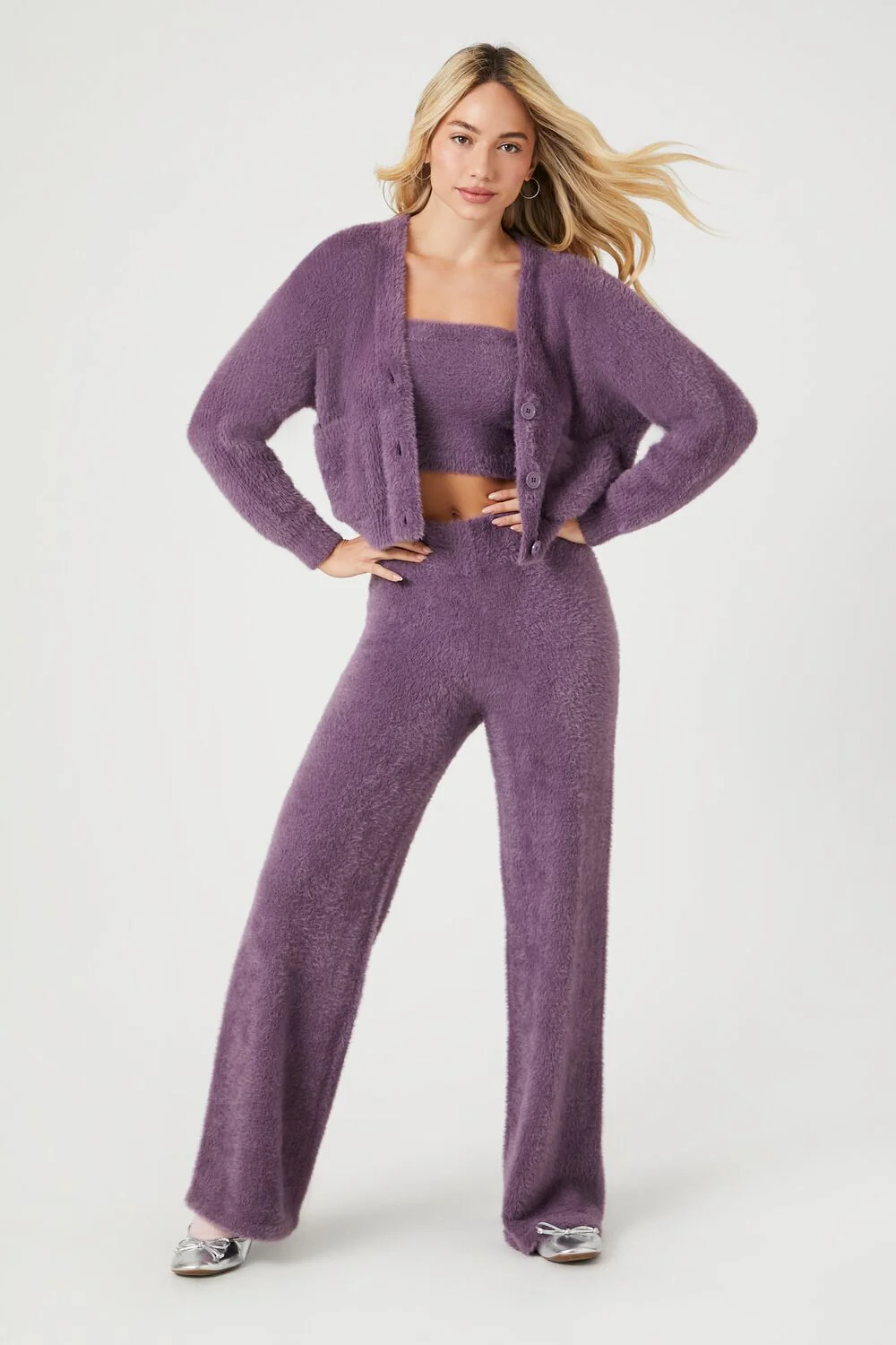 Fuzzy Knit Flare Pants - Image 12