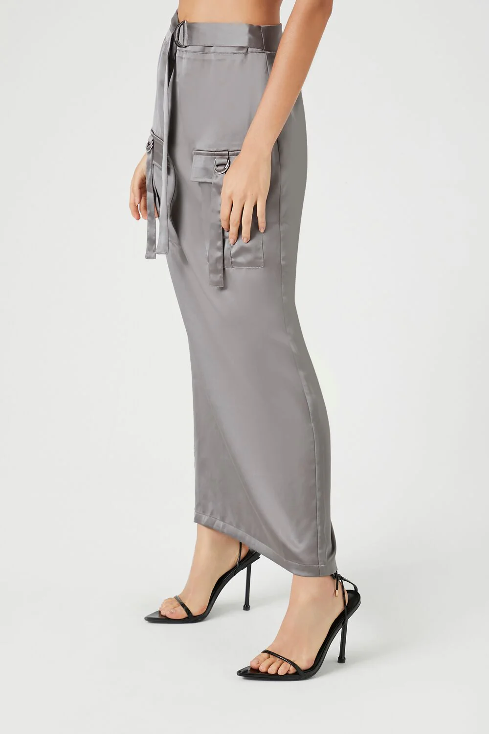Satin Cargo Maxi Skirt - Image 3