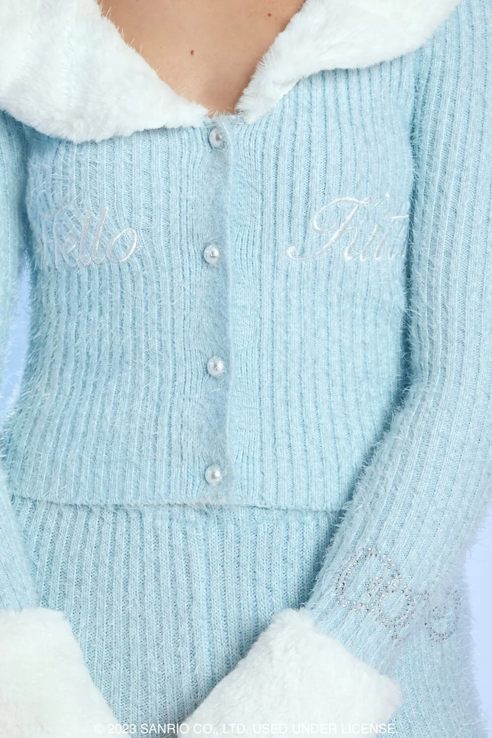 Faux Fur Hello Kitty Cardigan Sweater - Image 5