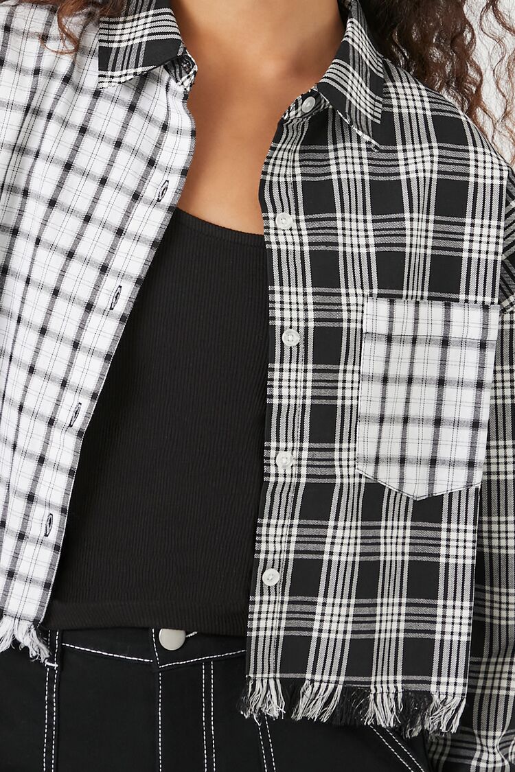 Cropped Plaid Flannel Shirt - Image 5