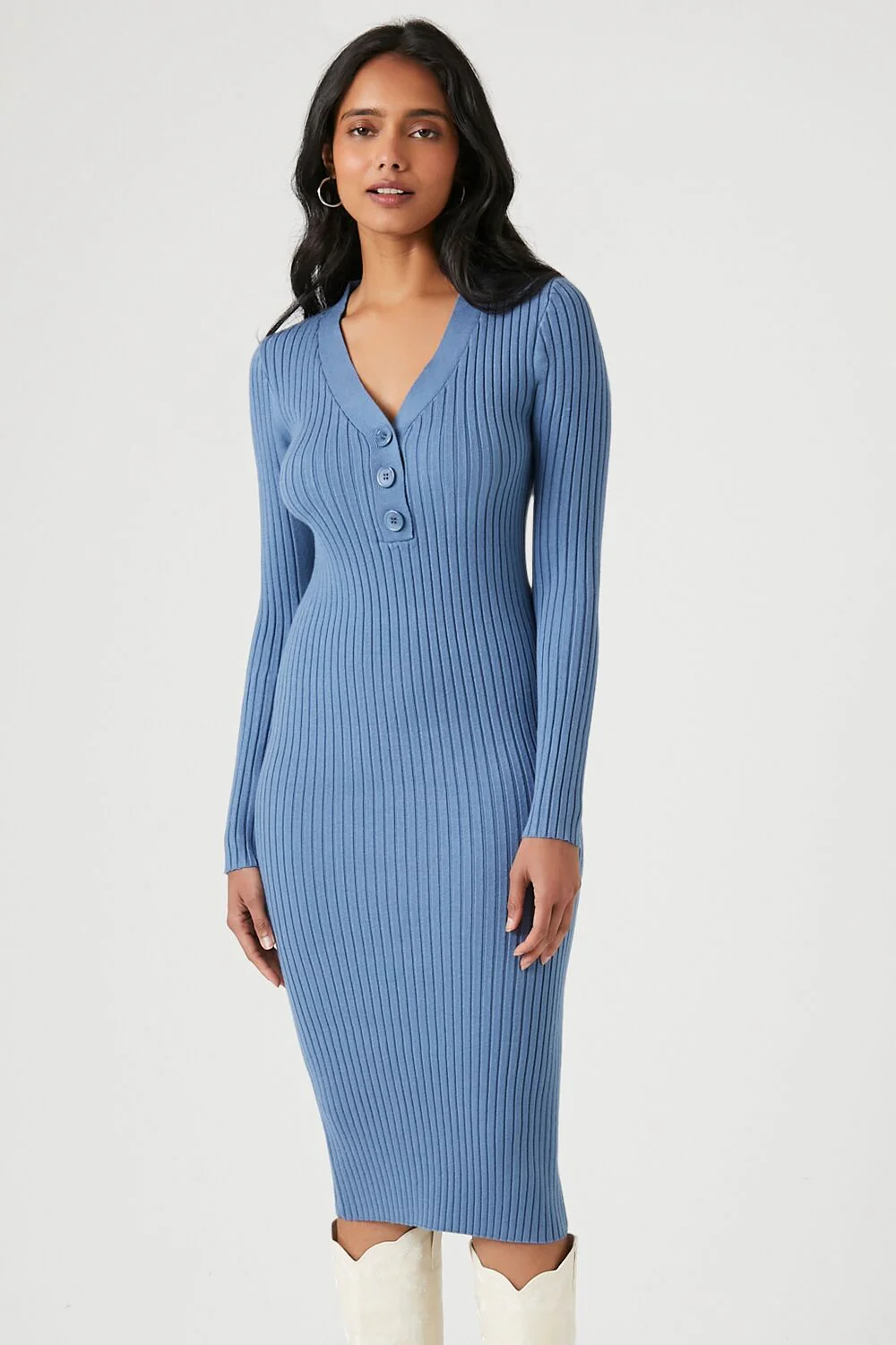 Button-Front Midi Sweater Dress - Image 4