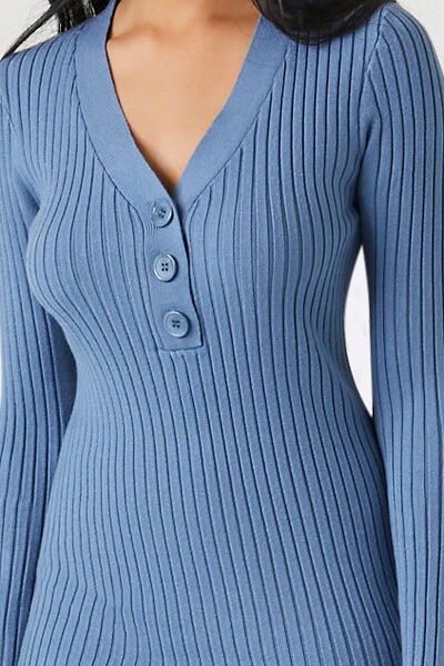 Button-Front Midi Sweater Dress - Image 5