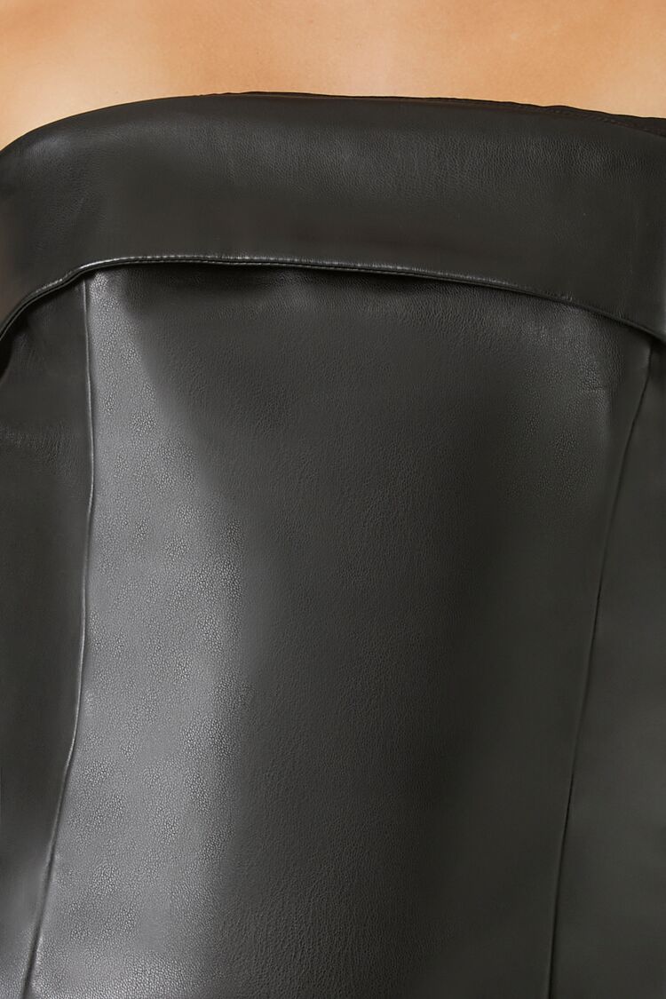 Faux Leather Foldover Tube Dress - Image 5