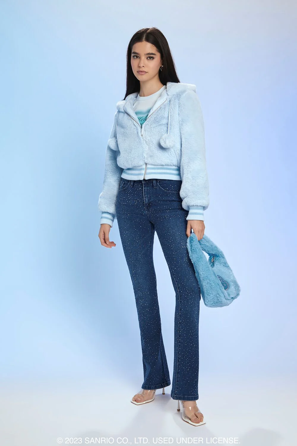 Faux Fur Angel Hello Kitty Zip-Up Hoodie - Image 5