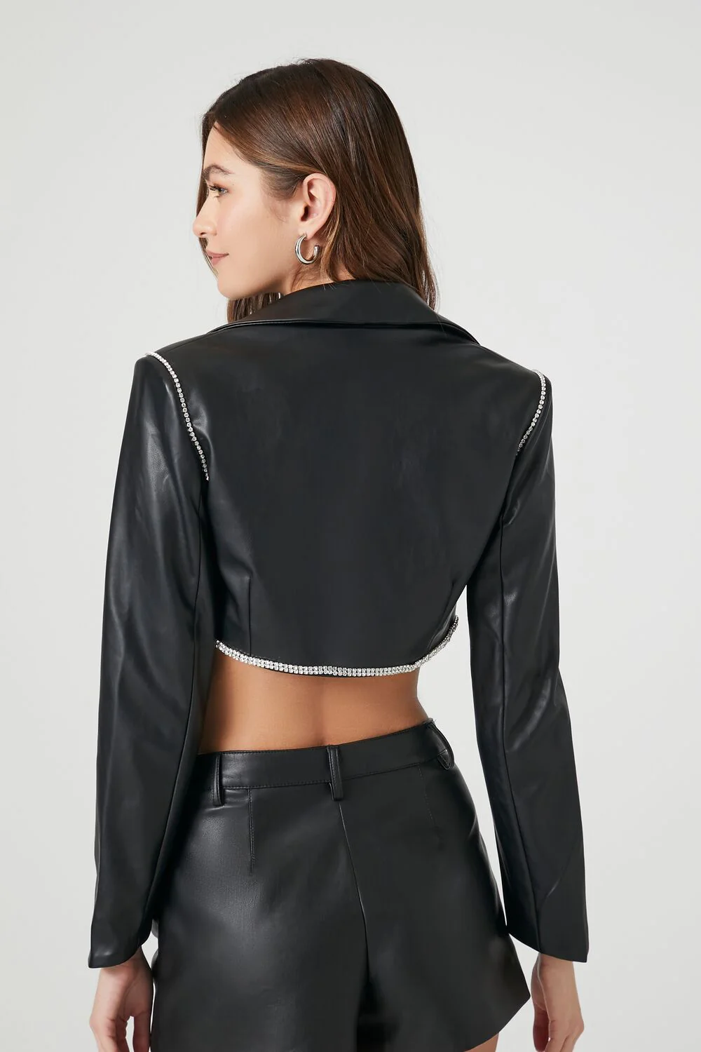 Cropped Faux Leather Jacket - Image 2