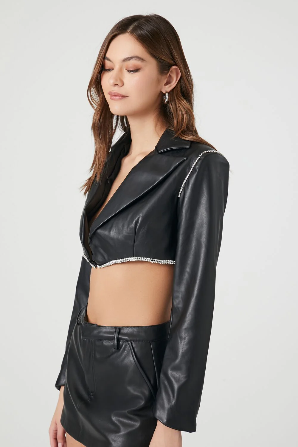 Cropped Faux Leather Jacket - Image 4