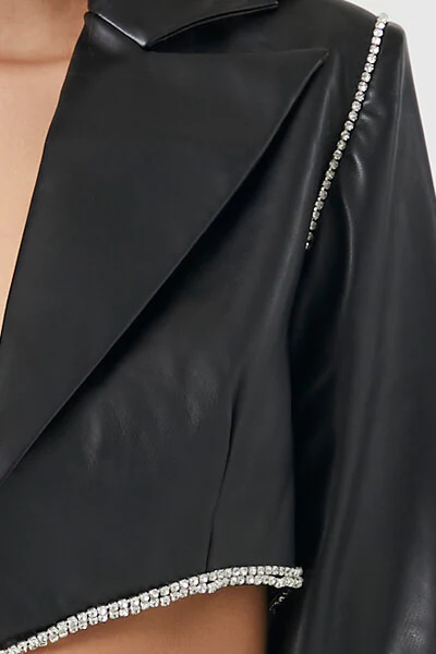 Cropped Faux Leather Jacket - Image 5