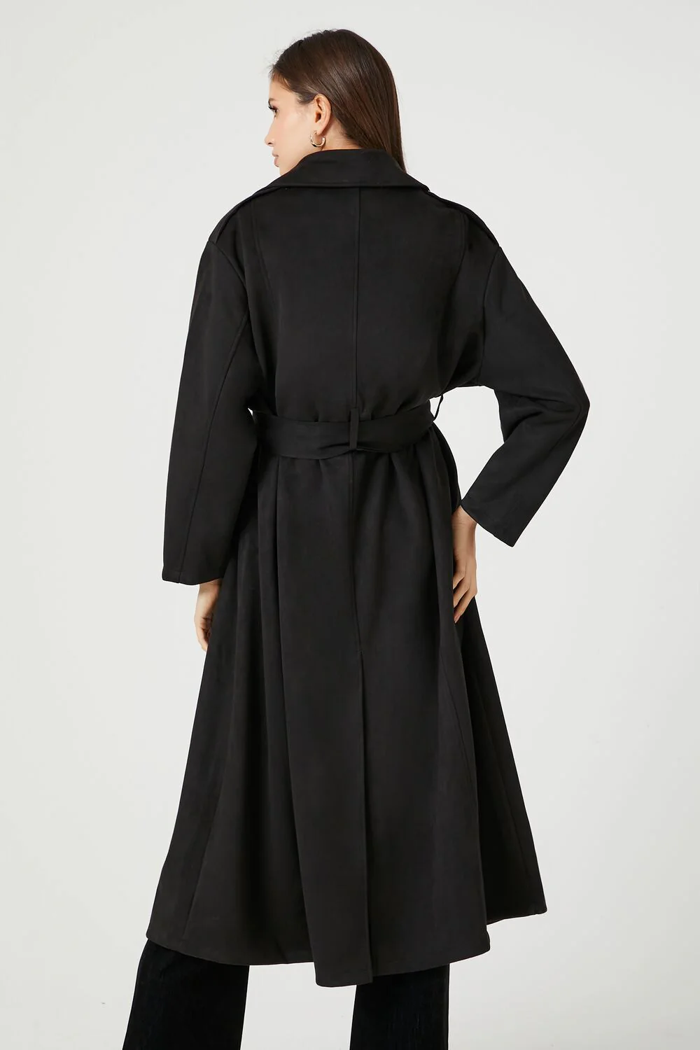 Belted Faux Suede Trench Coat - Image 3