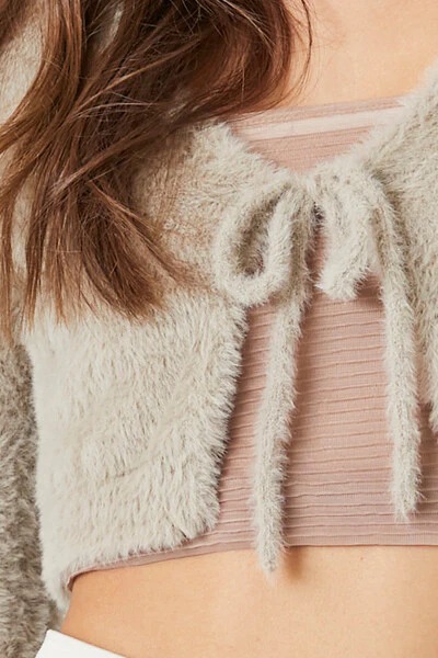 Fuzzy Cropped Cardigan Sweater - Image 5