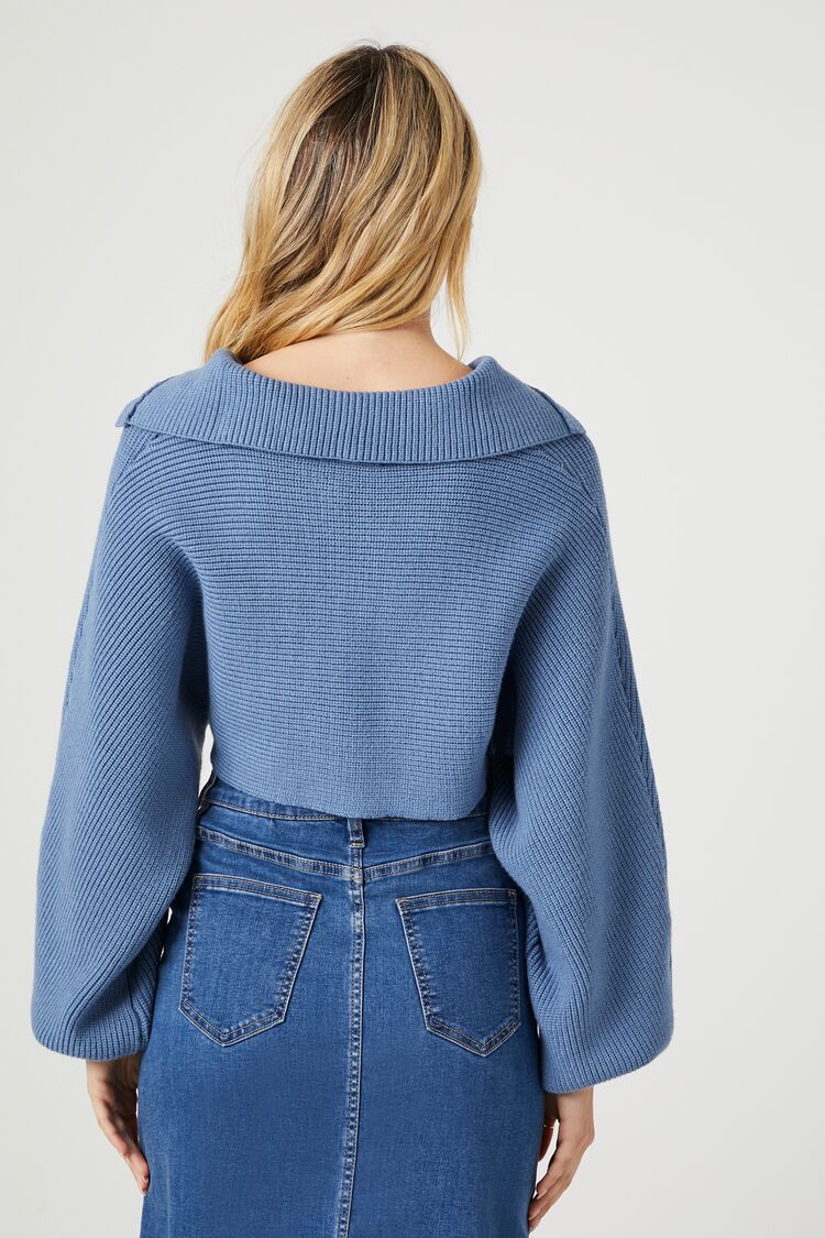 Split-Neck Sweater Crop Top - Image 3