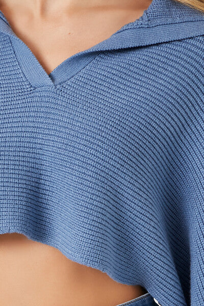 Split-Neck Sweater Crop Top - Image 5