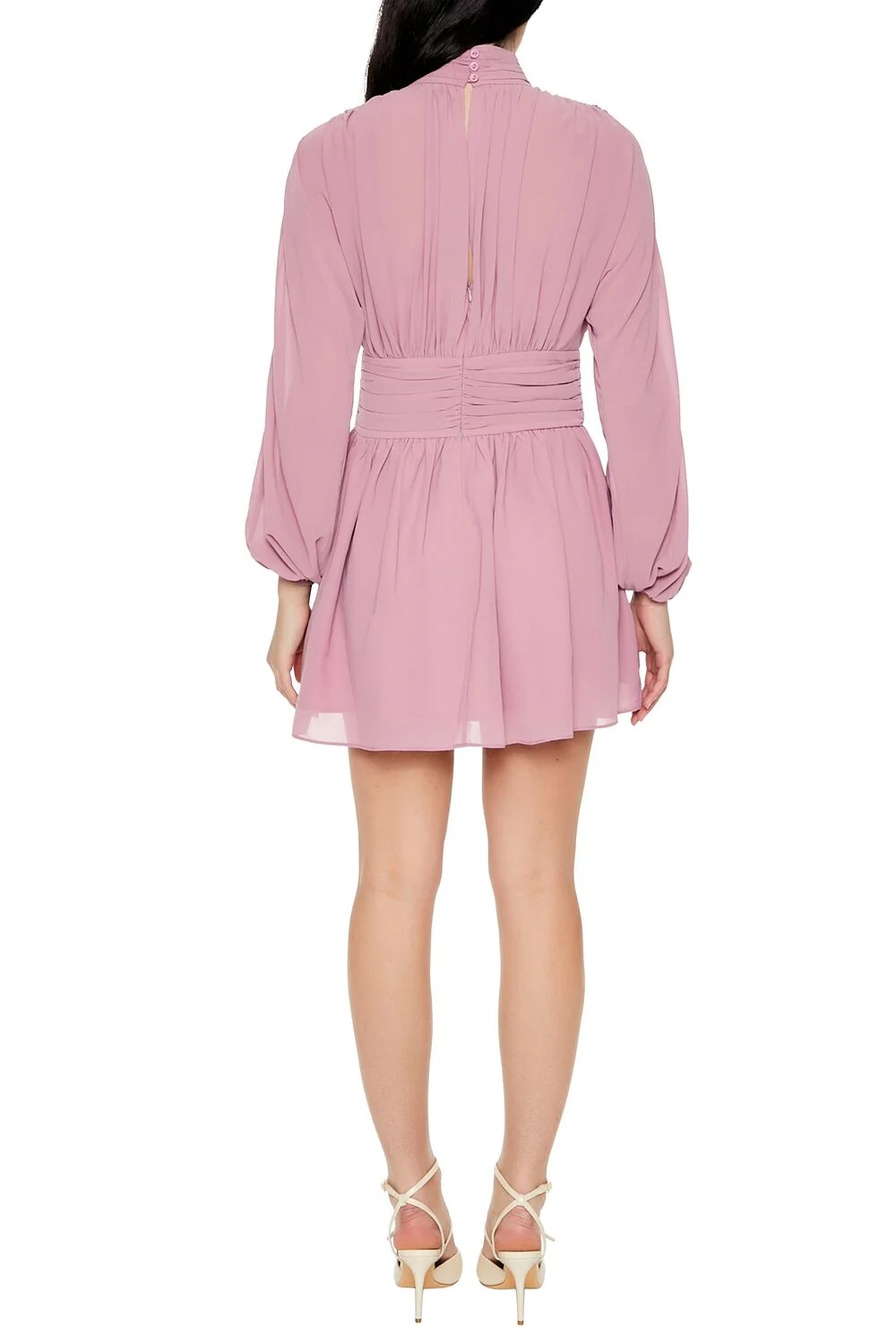 Chiffon Peasant-Sleeve Mini Dress - Image 5