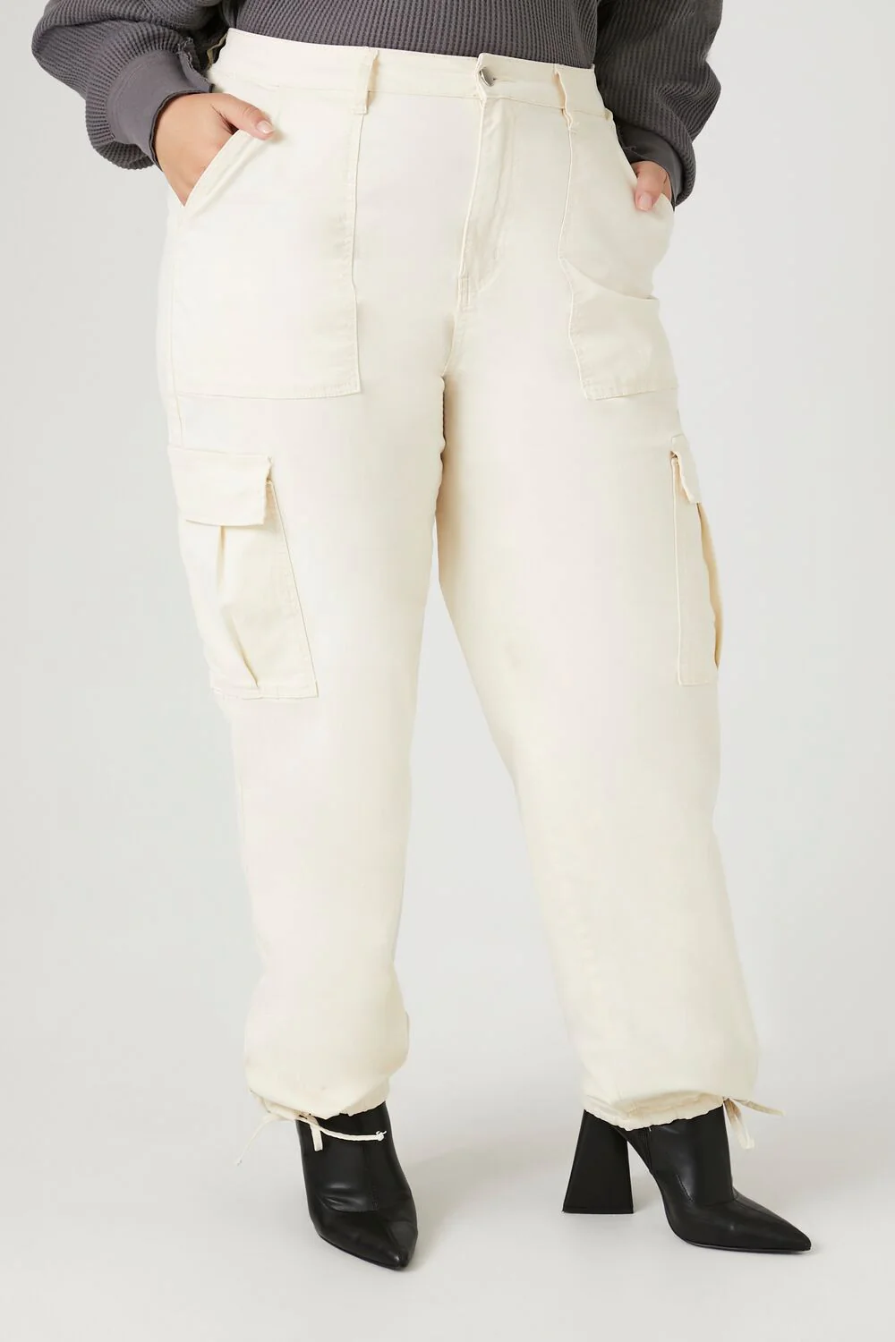 Plus Size Drawstring-Hem Cargo Pants - Image 2