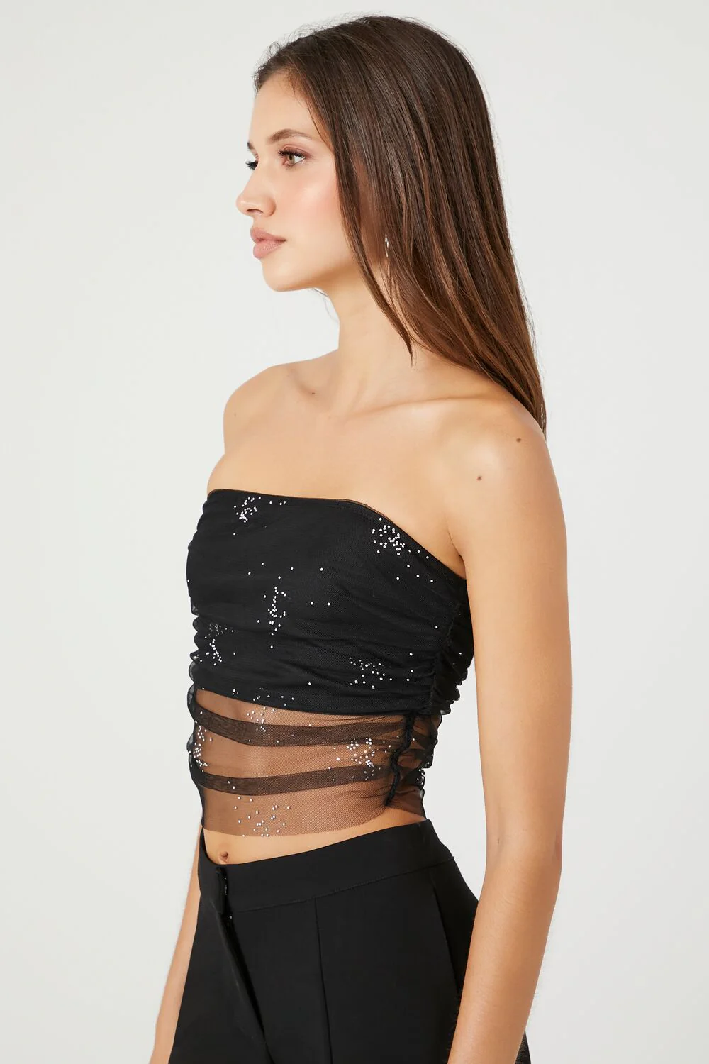 Sequin Mesh Tube Top - Image 2