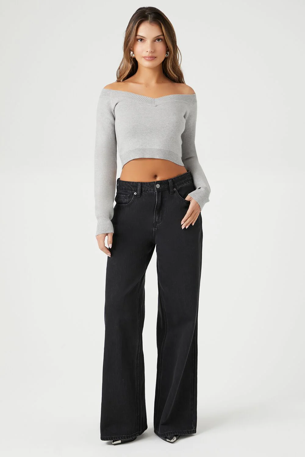 Cropped Off-the-Shoulder Sweater - Image 4