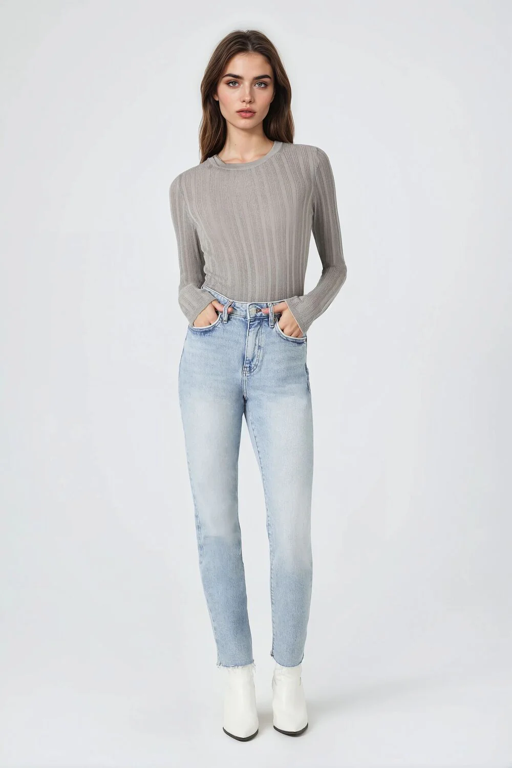 Fitted Ribbed Knit Sweater - Image 2