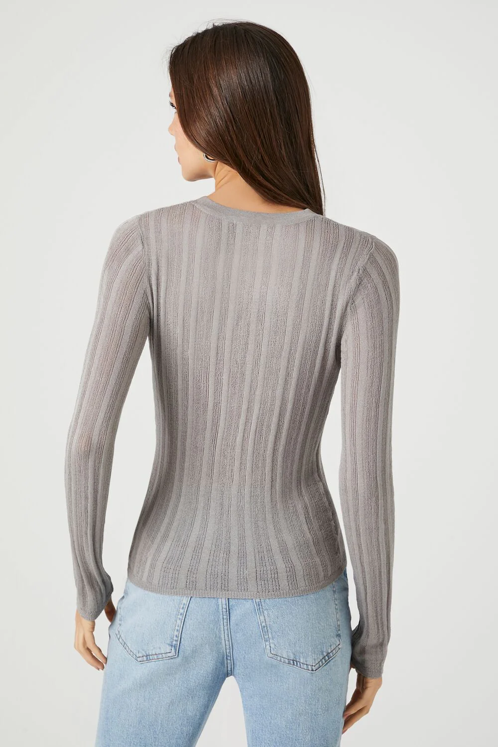 Fitted Ribbed Knit Sweater - Image 3