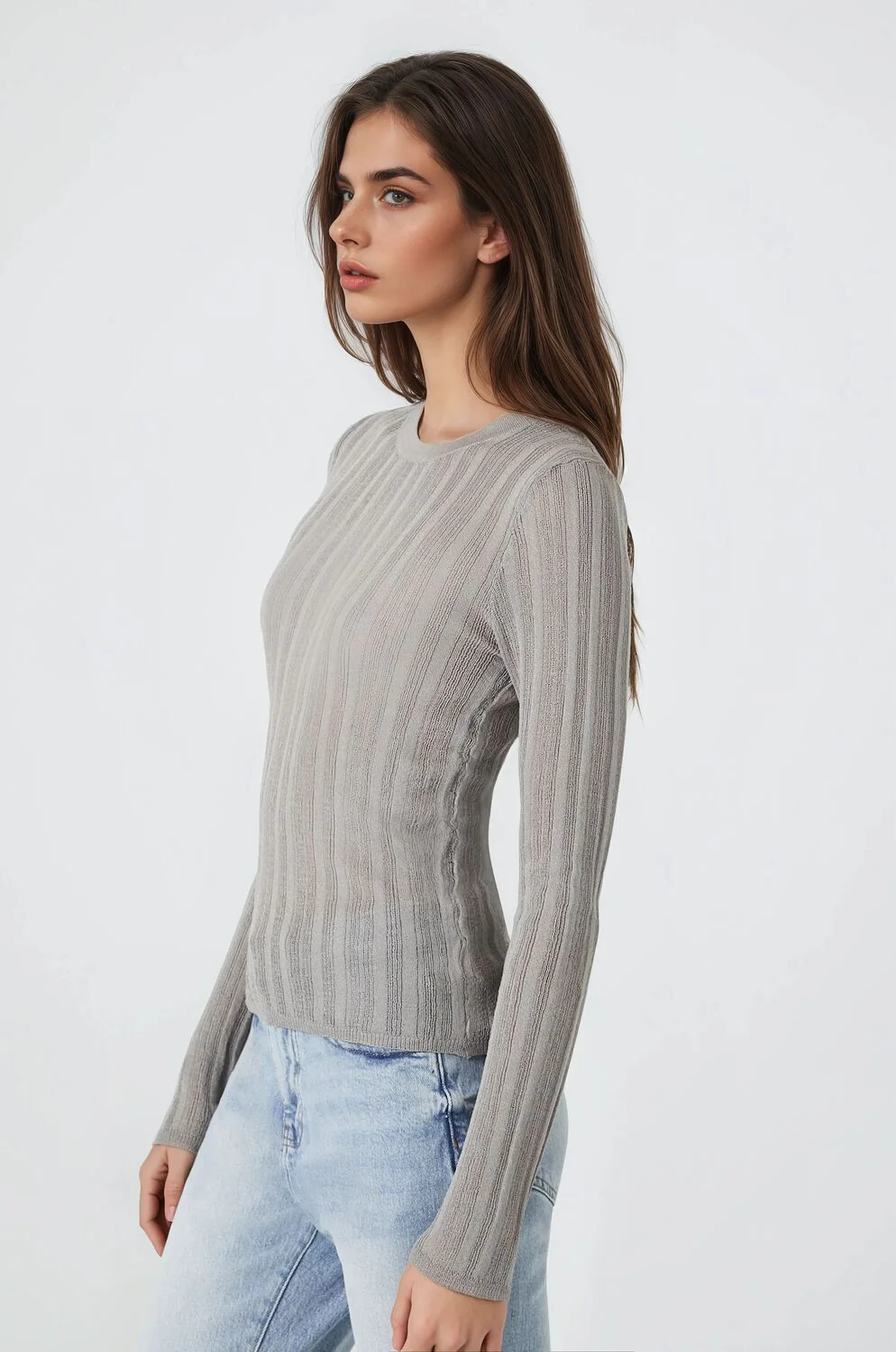 Fitted Ribbed Knit Sweater - Image 4