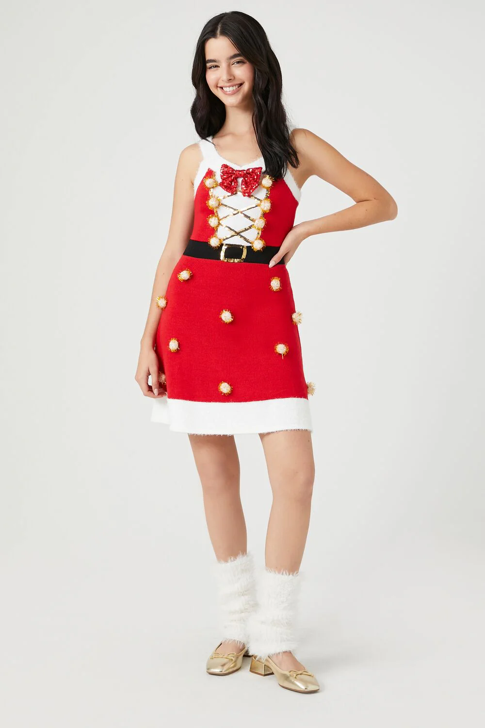 Pom Pom & Sequin Santa Mini Dress - Image 4