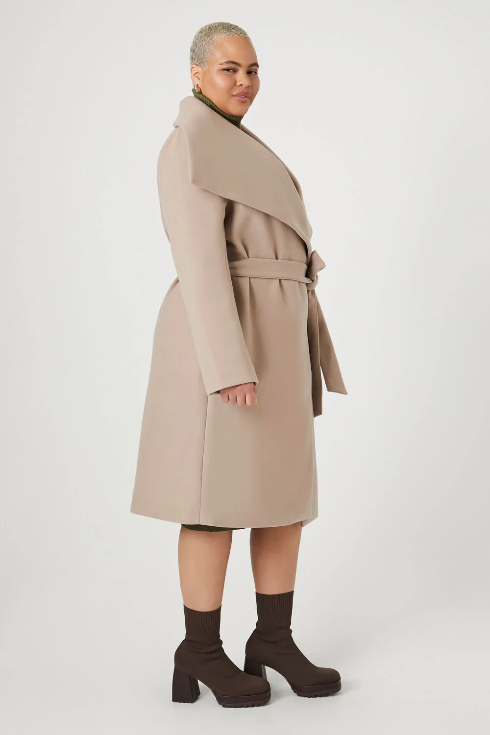 Plus Size Tie-Front Longline Coat - Image 2