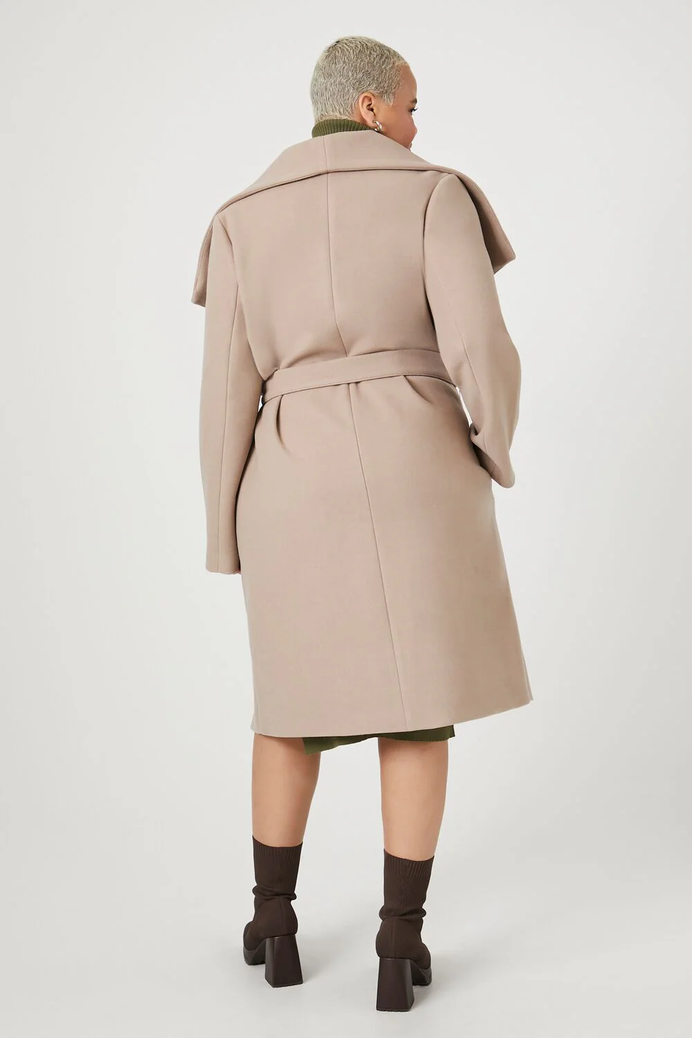 Plus Size Tie-Front Longline Coat - Image 3