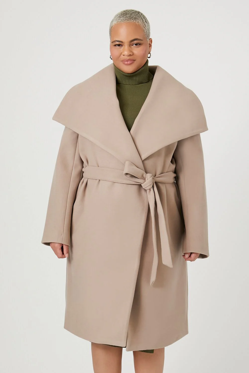 Plus Size Tie-Front Longline Coat - Image 4