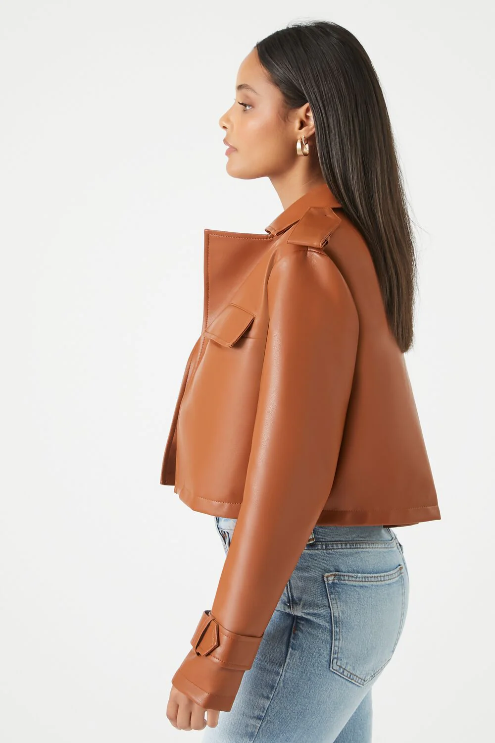 Cropped Faux Leather Jacket - Image 2