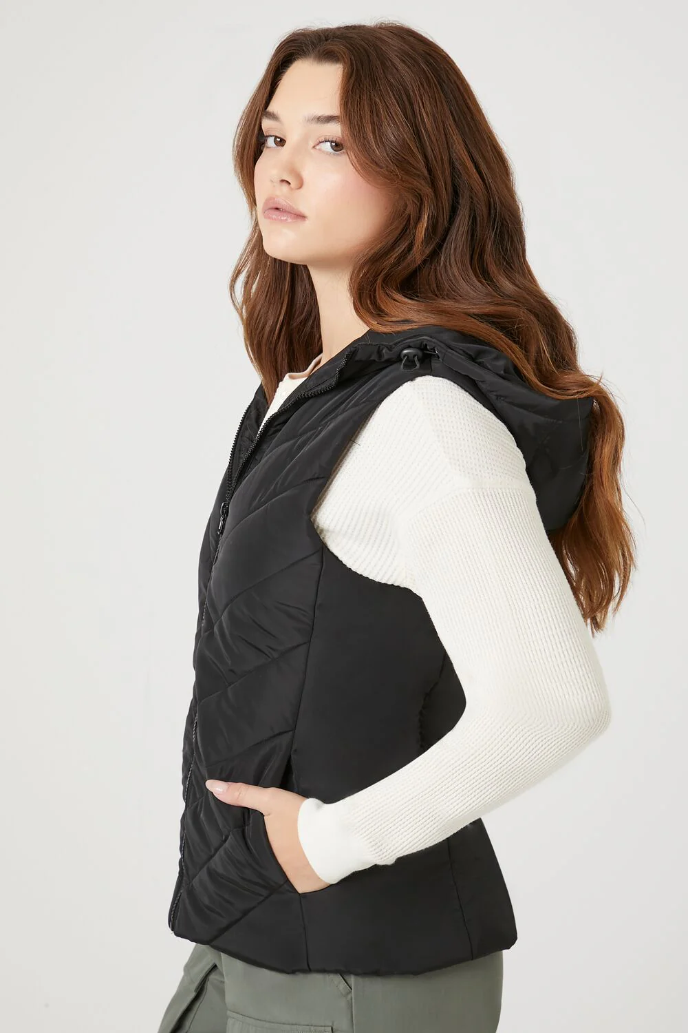Hooded Quilted Puffer Vest - Image 2