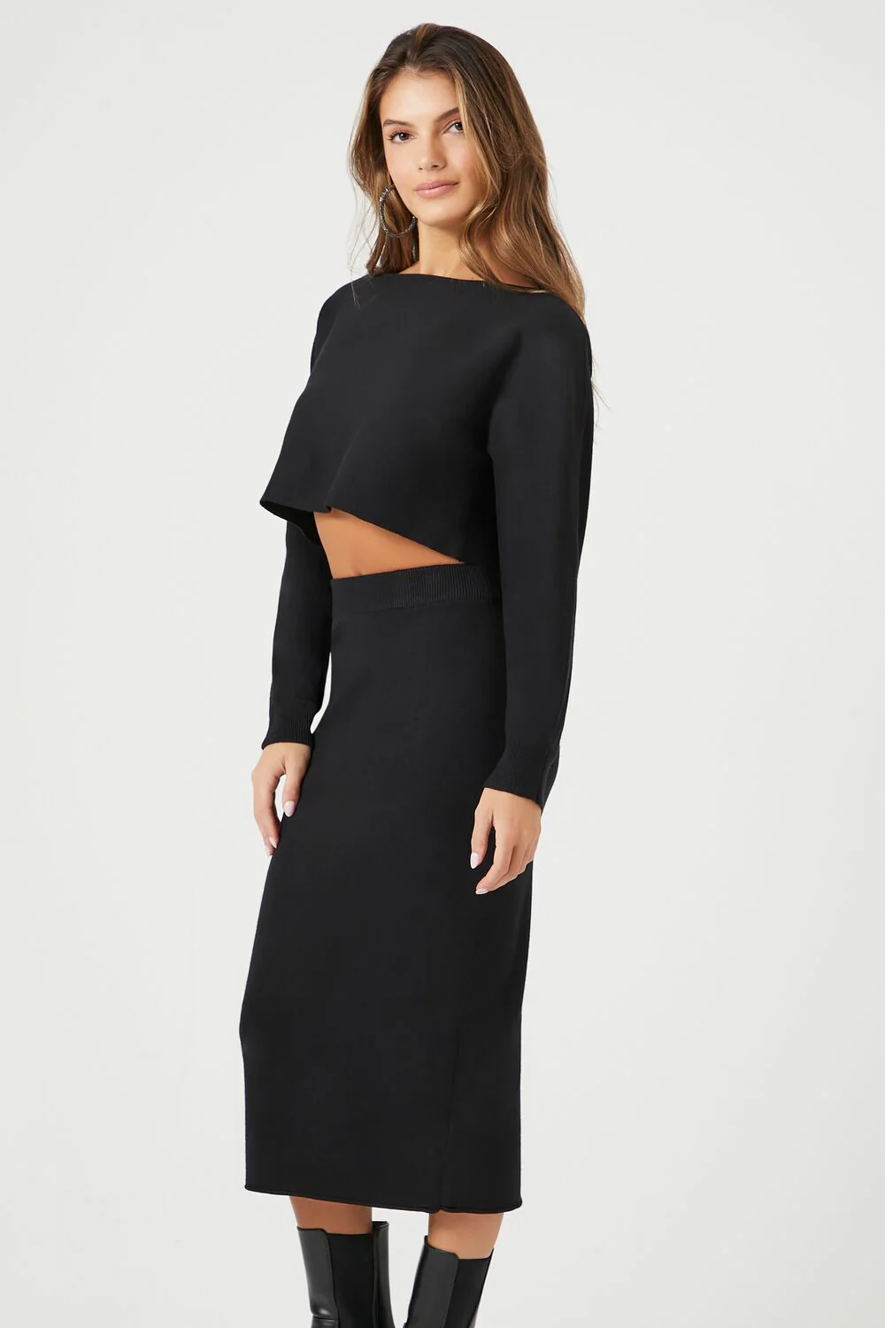 Sweater-Knit Crop Top & Skirt Set - Image 2