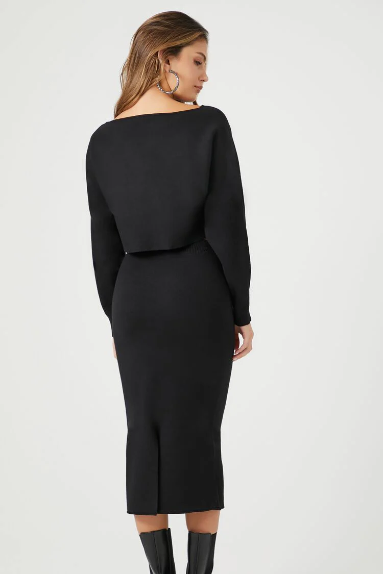 Sweater-Knit Crop Top & Skirt Set - Image 3