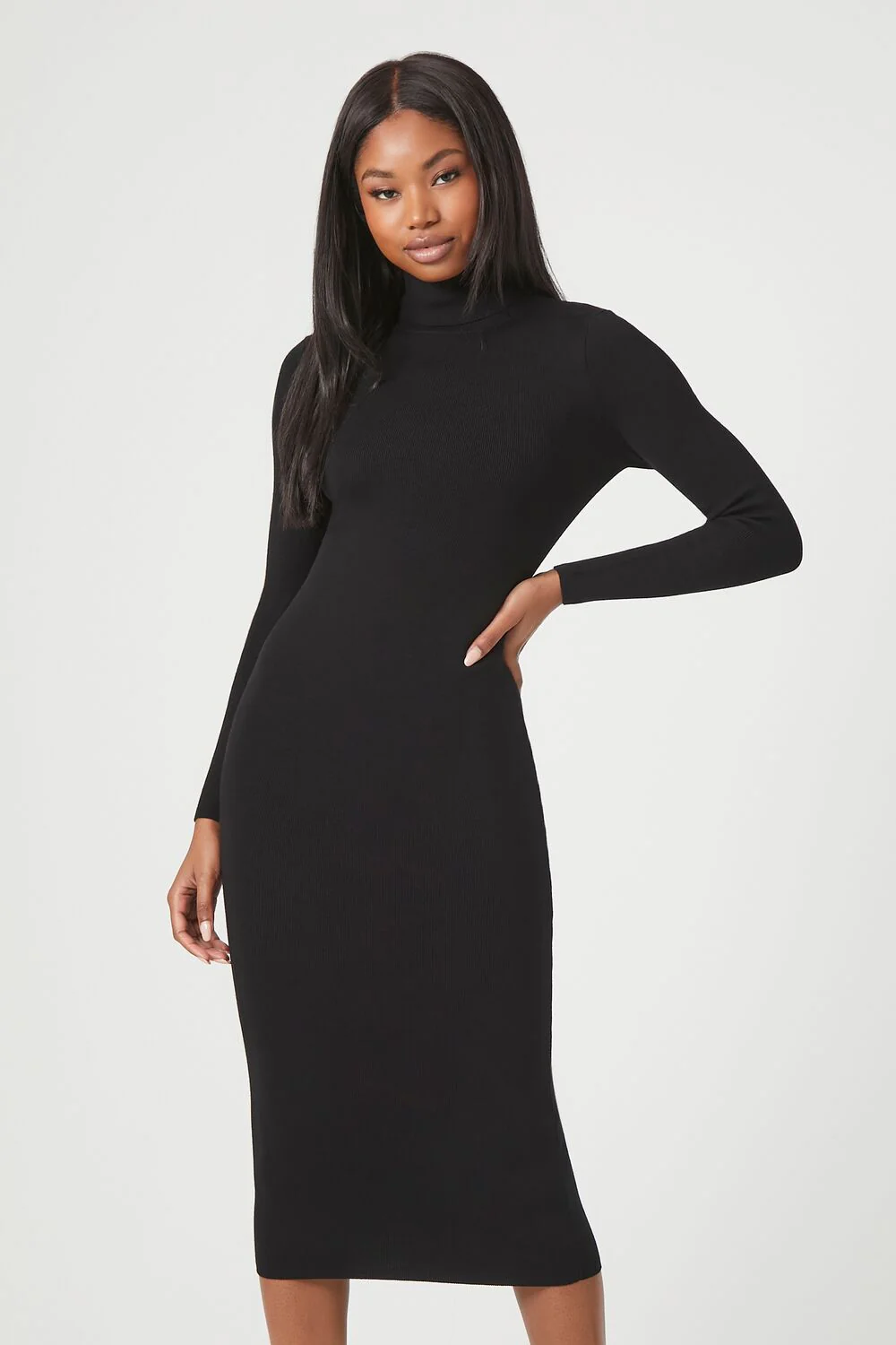 Mock Neck Midi Sweater Dress - Image 2