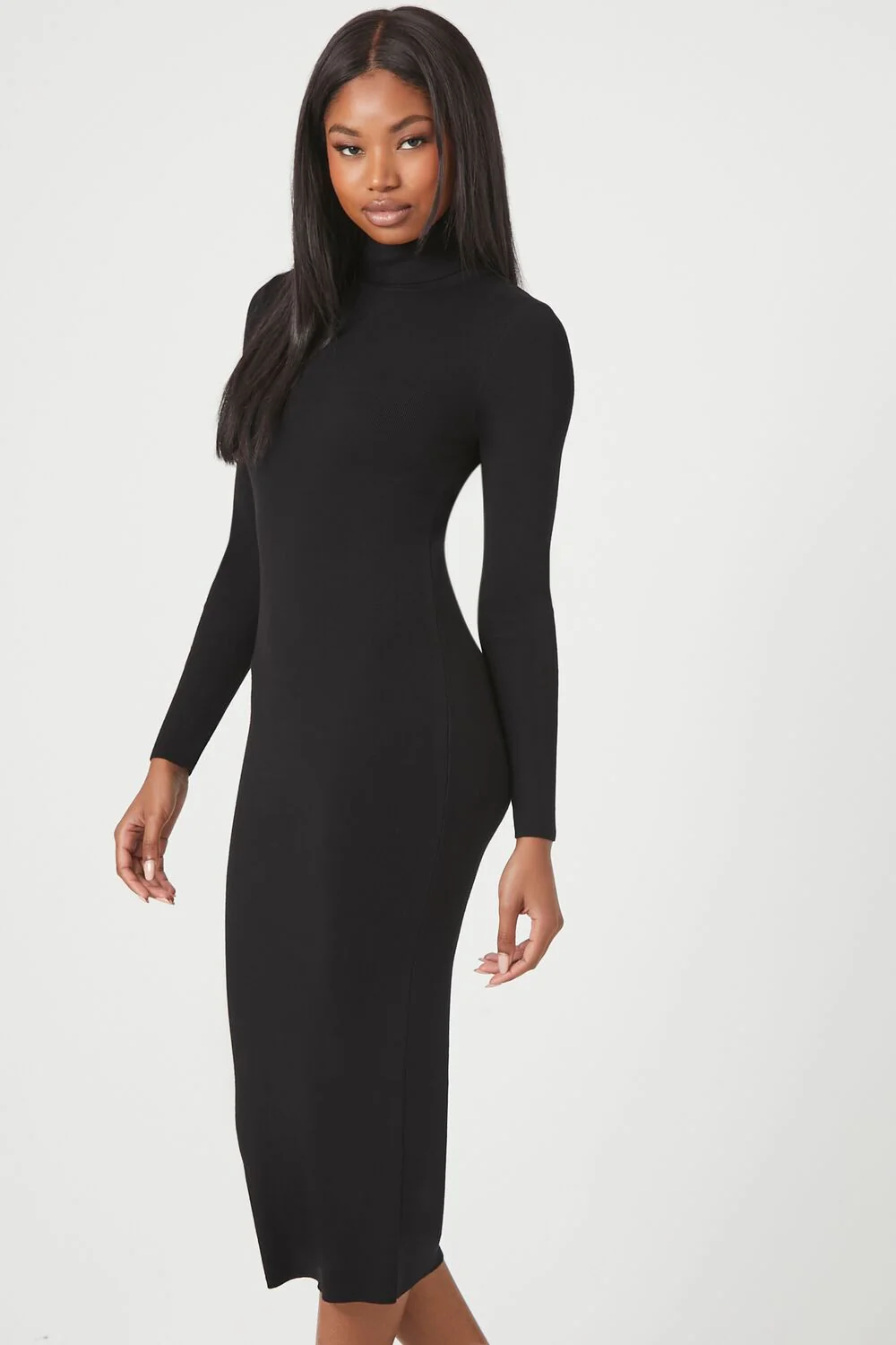 Mock Neck Midi Sweater Dress - Image 3