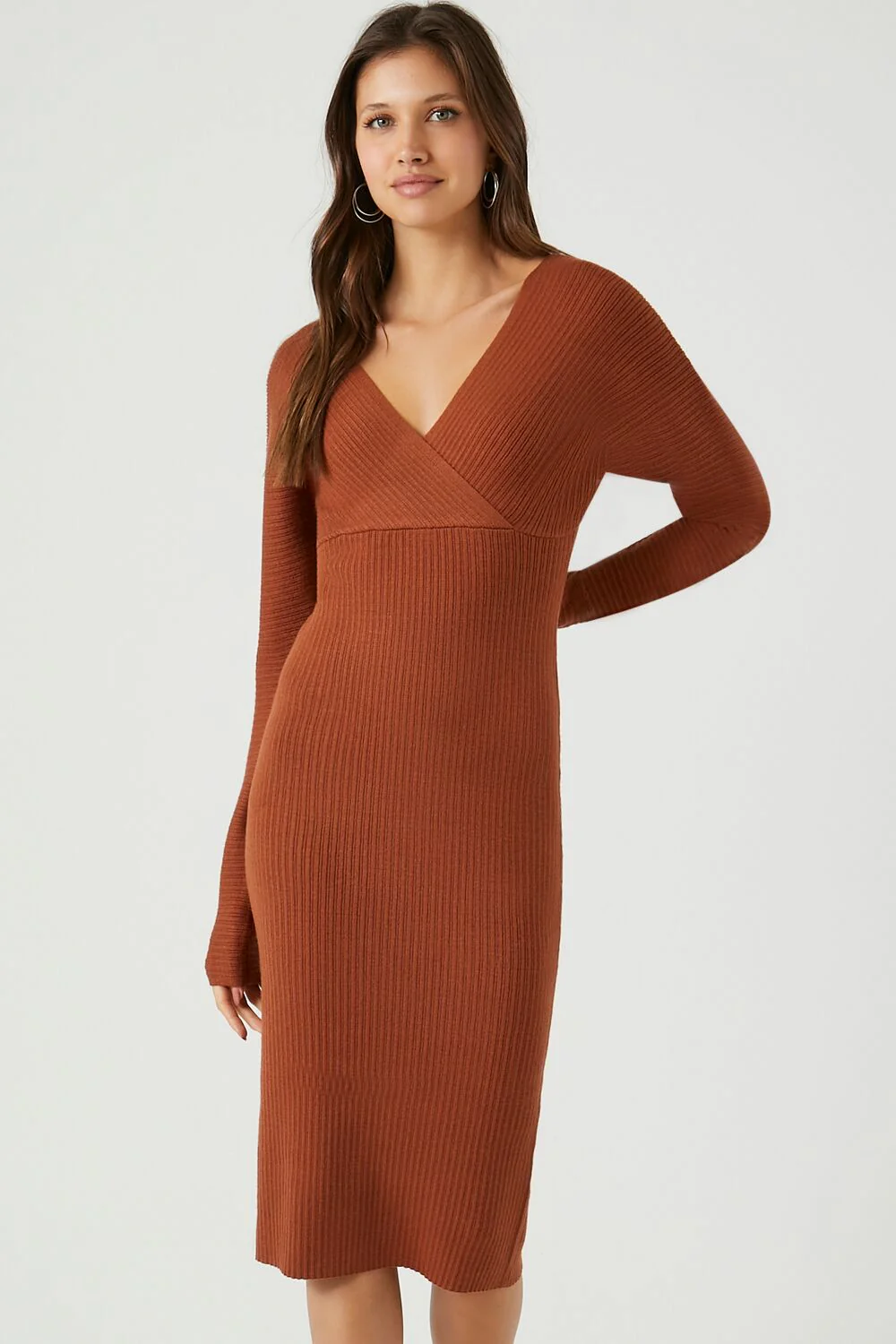 Surplice Midi Sweater Dress - Image 4