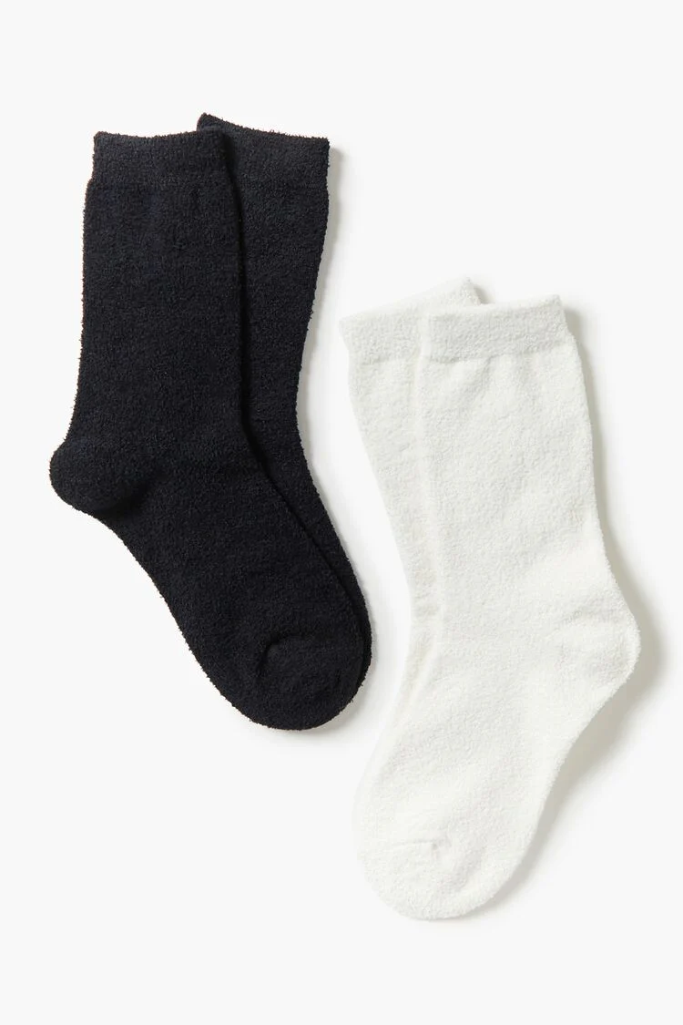 Fuzzy Knit Crew Socks Set - 2 pack - Image 2