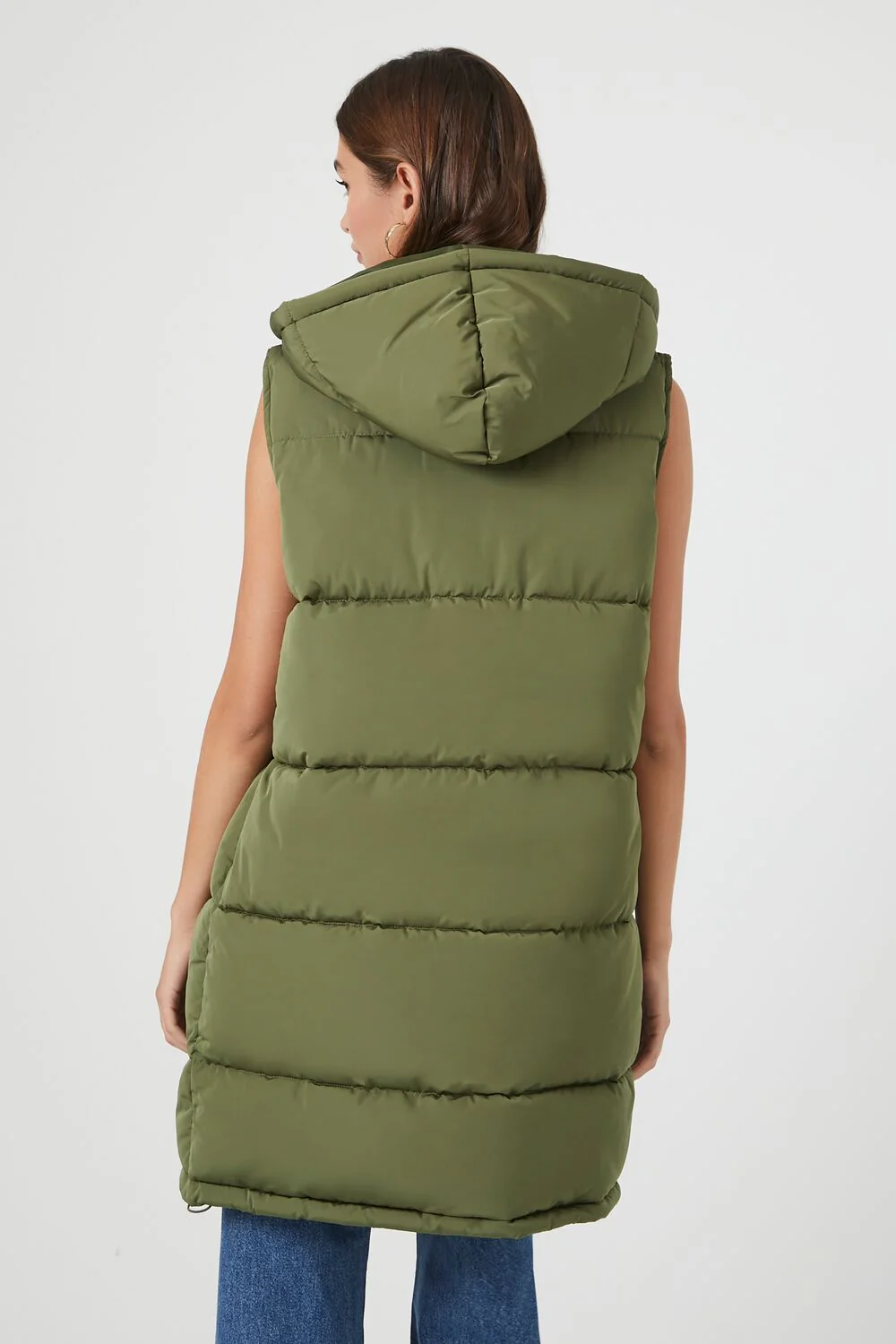 Longline Hooded Quilted Puffer Vest - Image 3