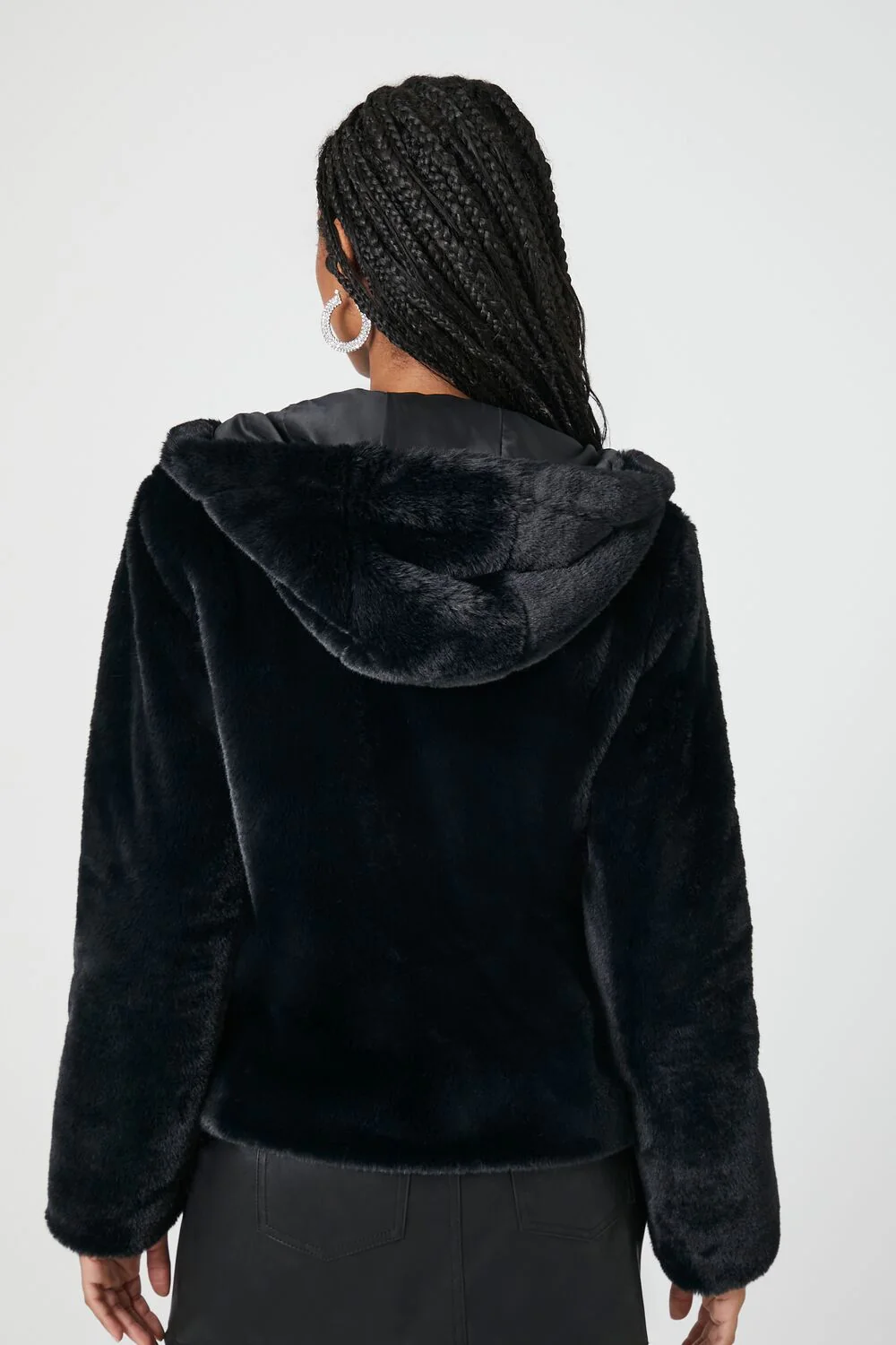 Plush Faux Fur Zip-Up Hoodie - Image 3